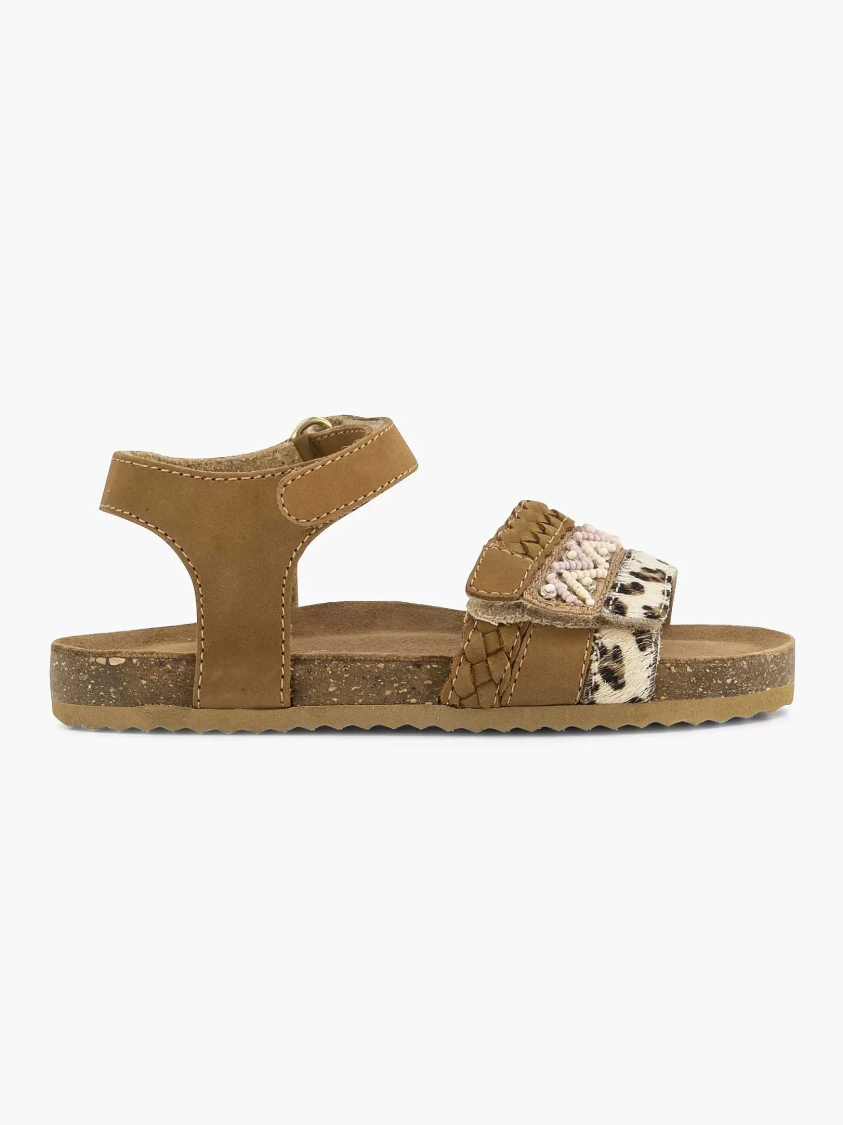 Bruine Leren Sandalen Panterprint