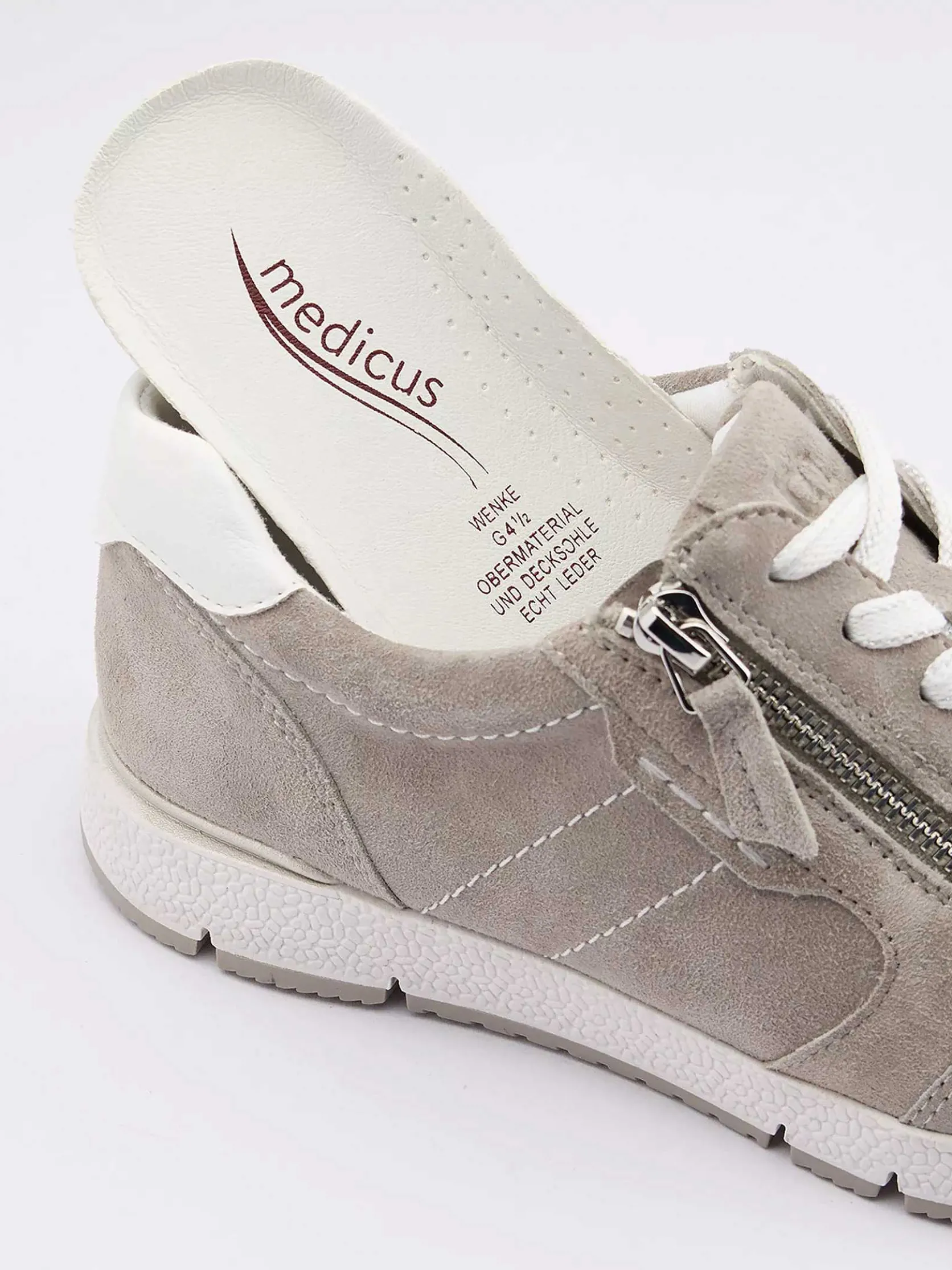 Grijze Leren Comfort Sneaker