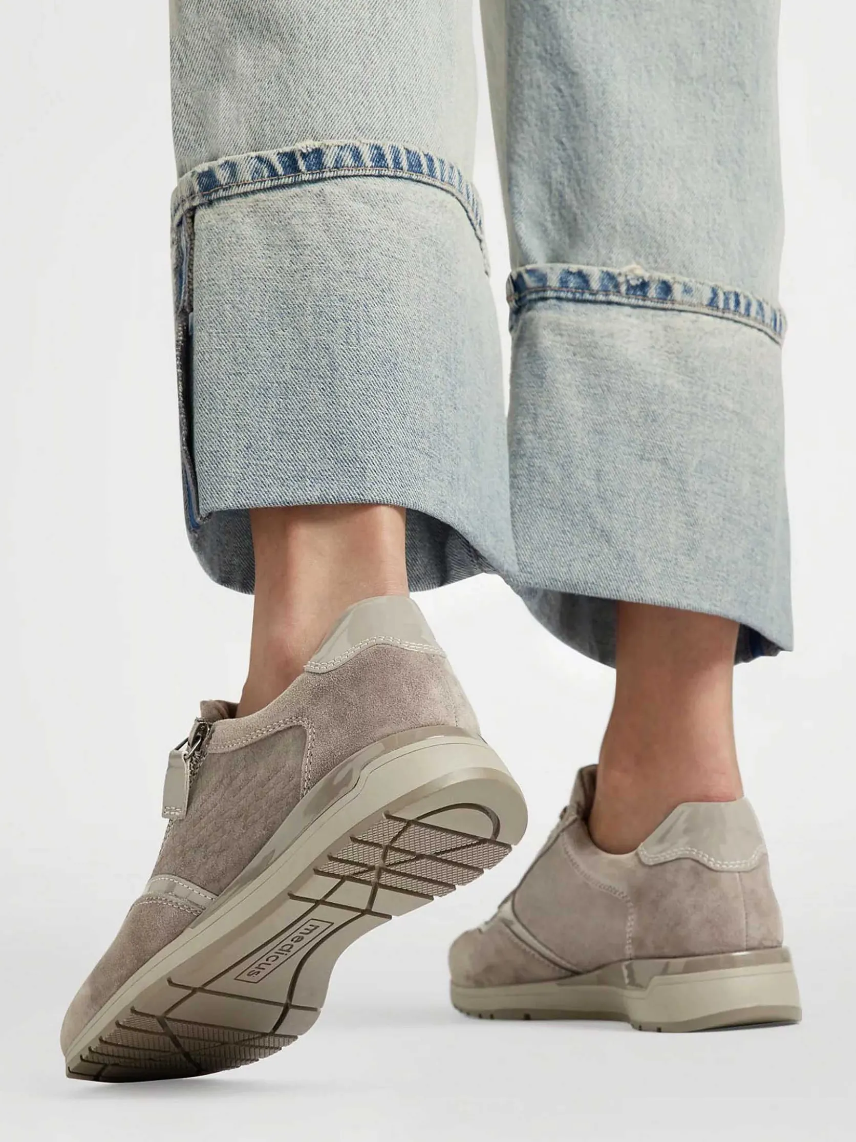 Taupe Leren Comfort Sneaker