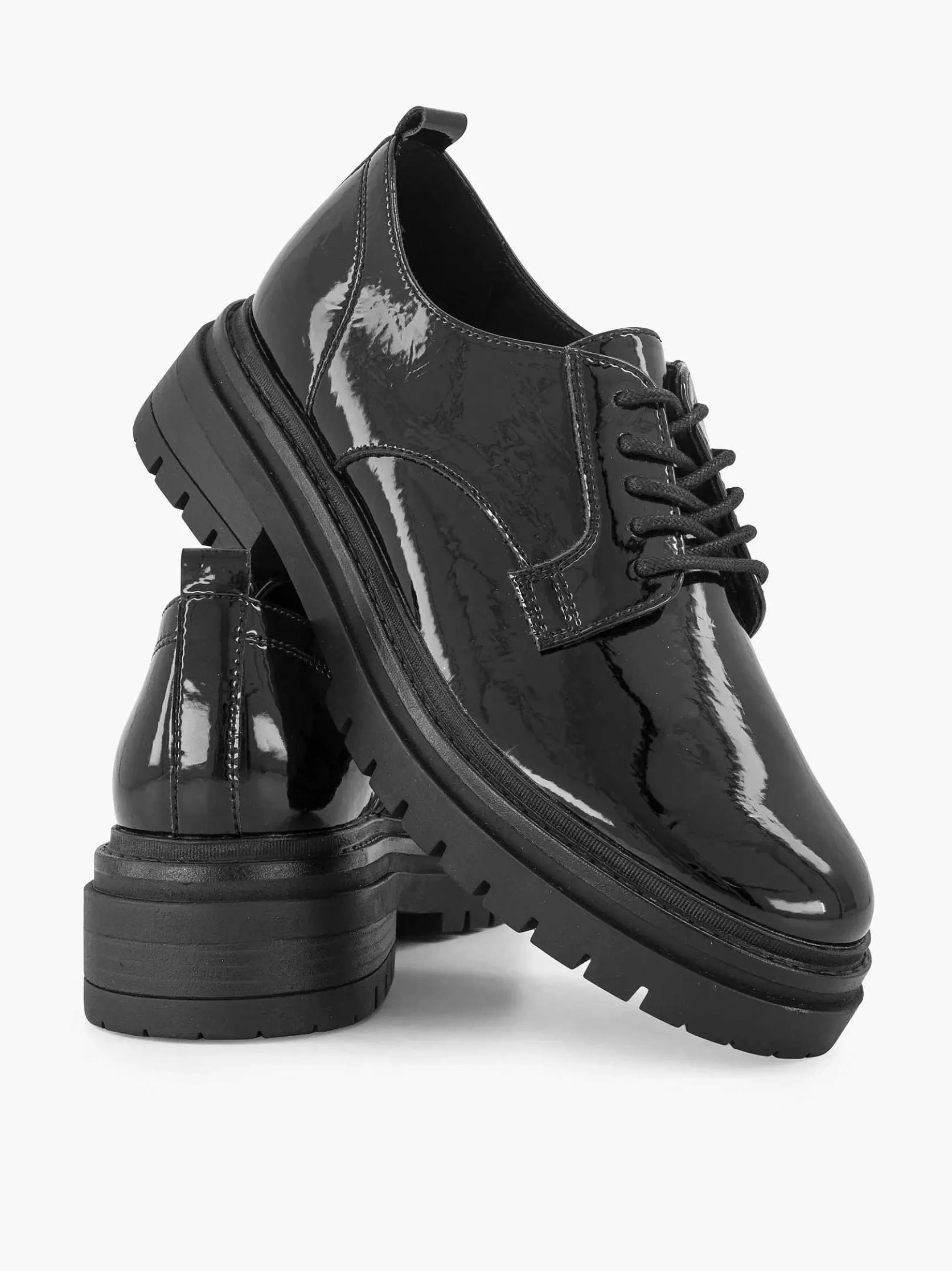 Zwarte Chunky Veterschoen Lak