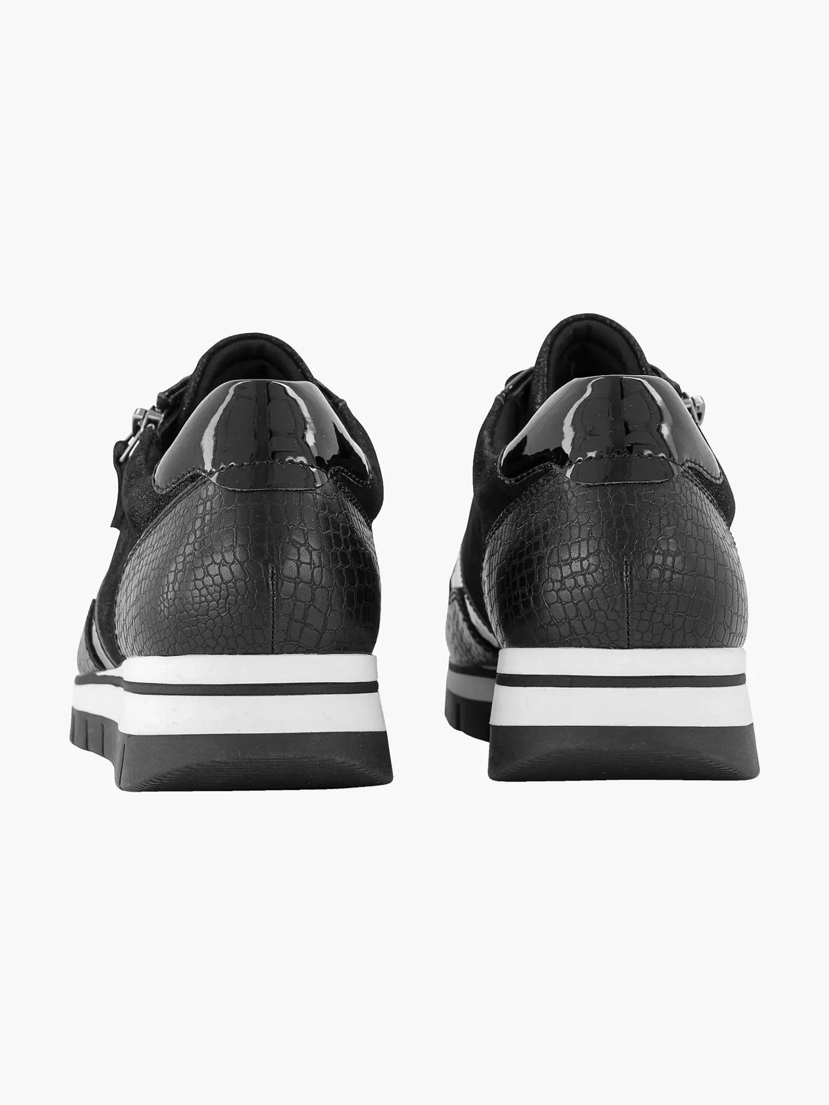 Zwarte Leren Comfort Sneaker Croco