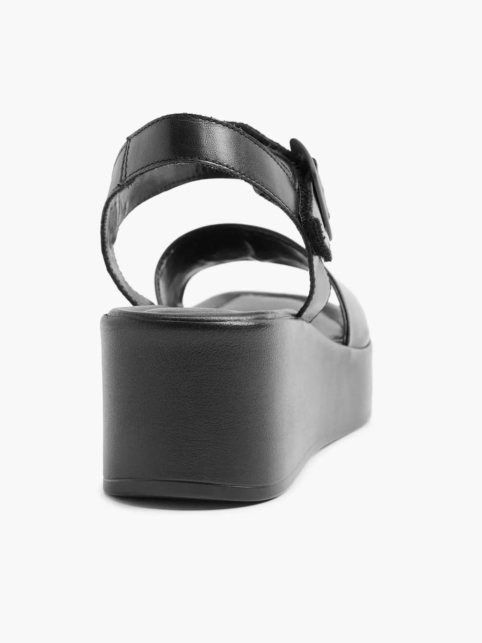 Zwarte Platform Leren Sandaal